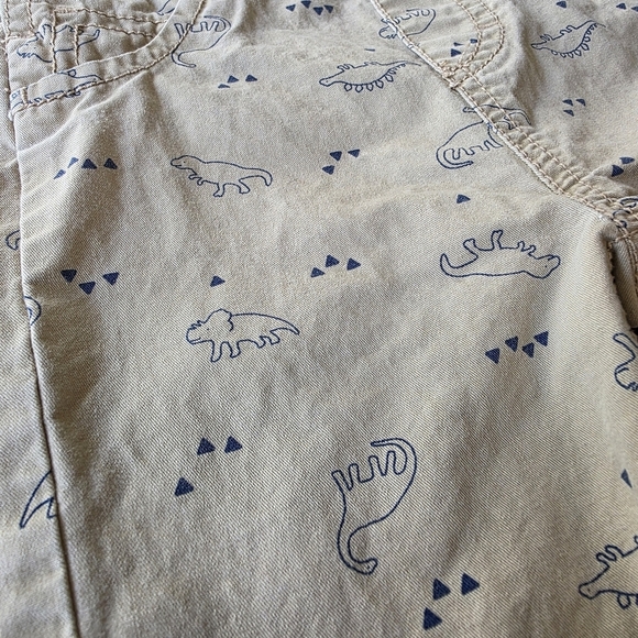 Just One You by Carter's Khaki Dinosaur Print Cotton Overalls, Baby Boys Size 9M - Picture 3 of 7